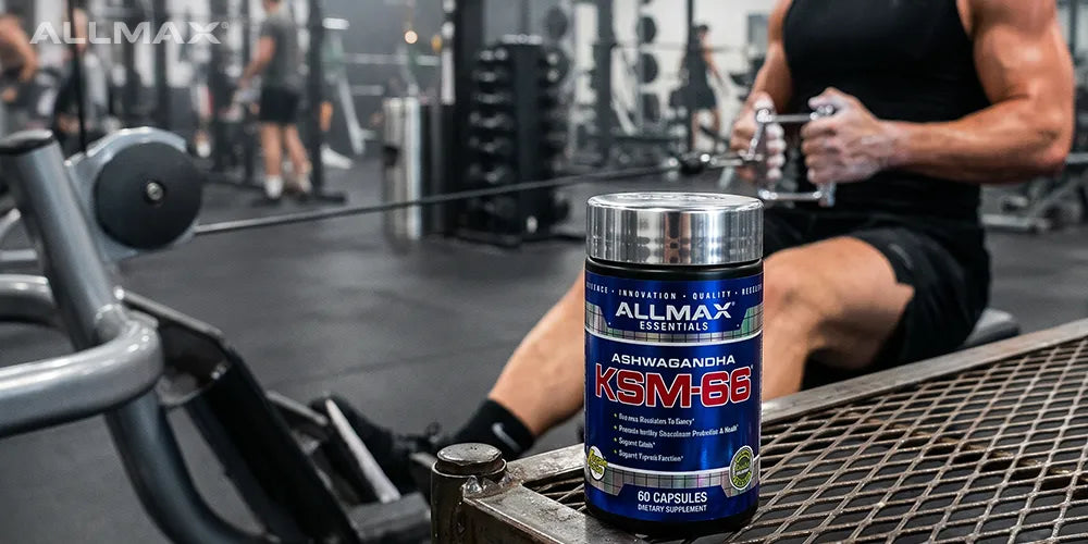 Man working out with product in front of him