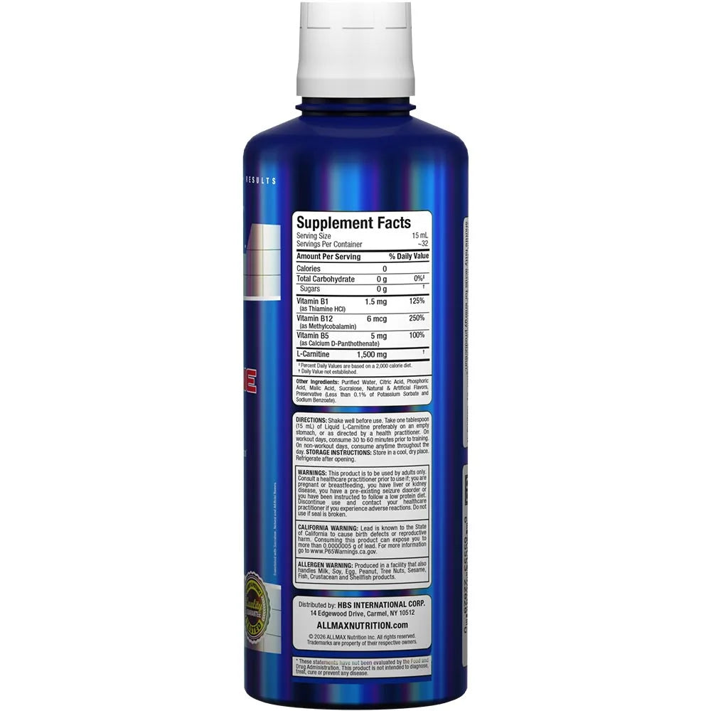 Blue supplement bottle with white label on a white background