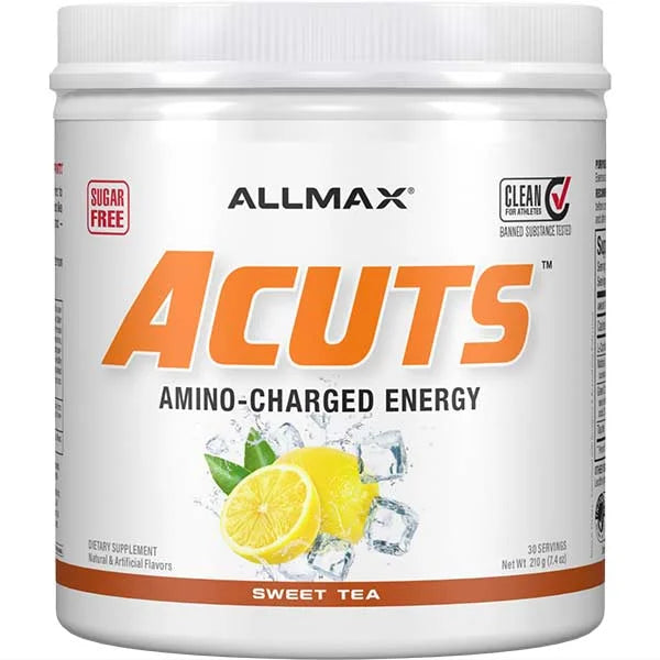 Allmax ACUTS Amino-Charged Energy in Sweet Tea flavour for sugar-free athletic performance support.