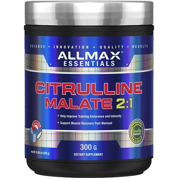 ALLMAX Essentials Citrulline Malate 2:1 powder for improved training endurance and muscle recovery.