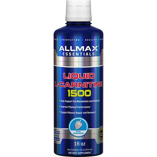Allmax Essentials Liquid L-Carnitine 1500 supplement bottle on a white background