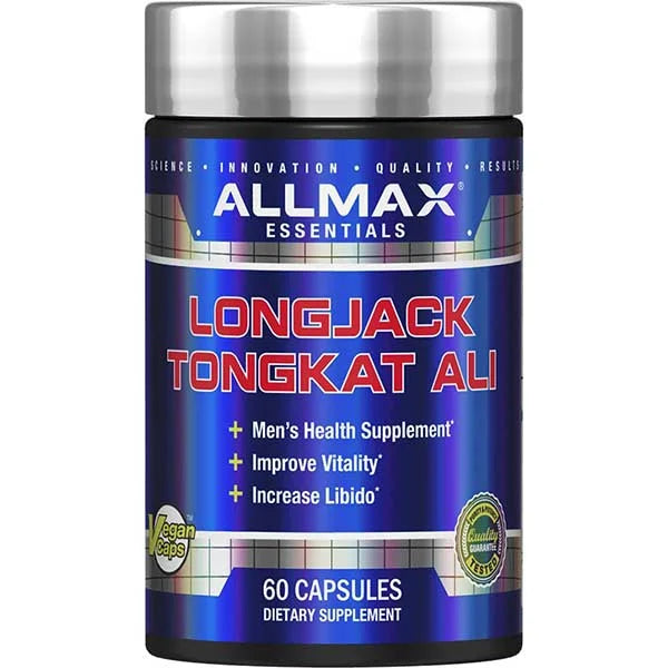 ALLMAX Essentials Longjack Tongkat Ali 60 capsules men's health supplement to help improve vitality.