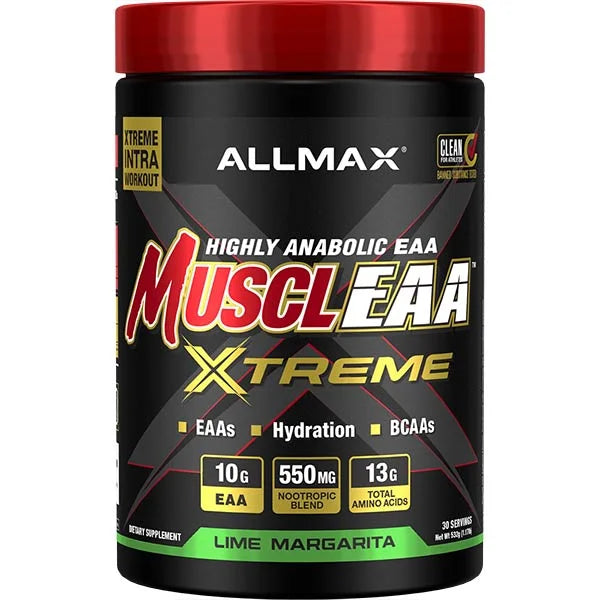 Allmax MuscleAA Xtreme Cherry Limeade intra-workout with EAAs and nootropics for muscle recovery.