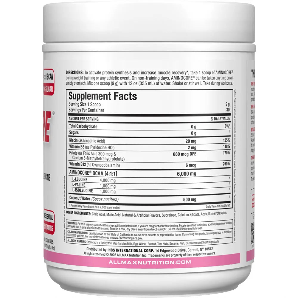 Aminocore white label tub in a white background