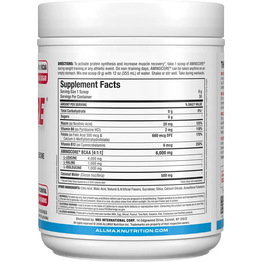 Aminocore white label tub in a white background