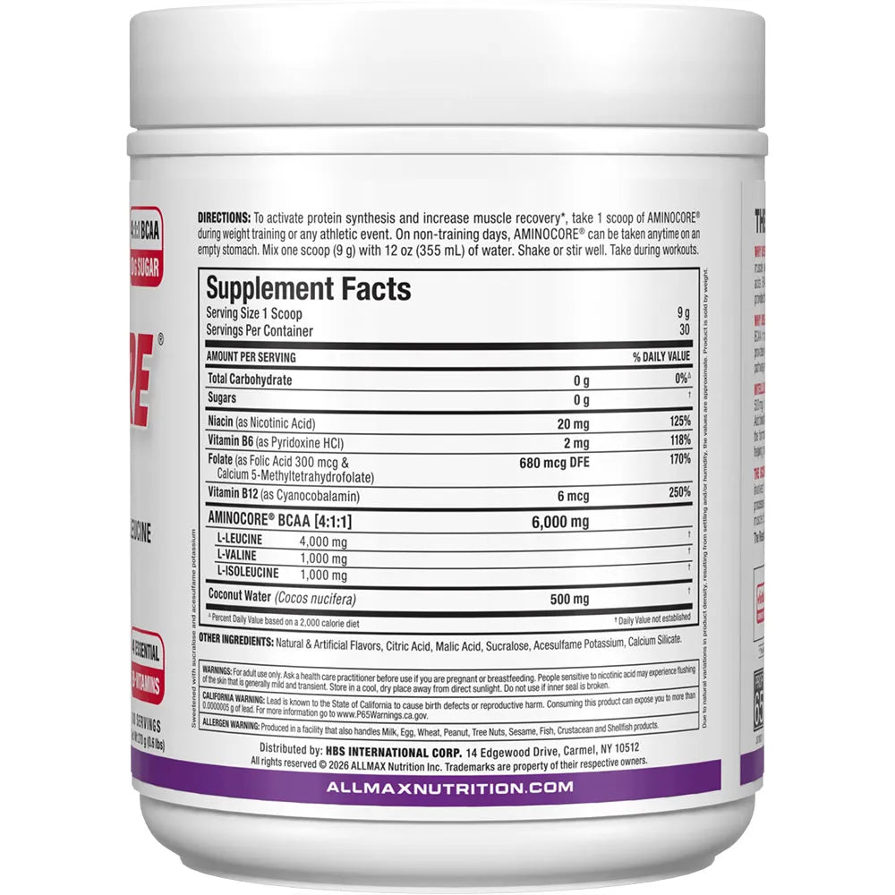Aminocore white label tub in a white background