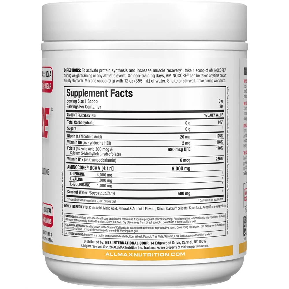 Aminocore white label tub in a white background