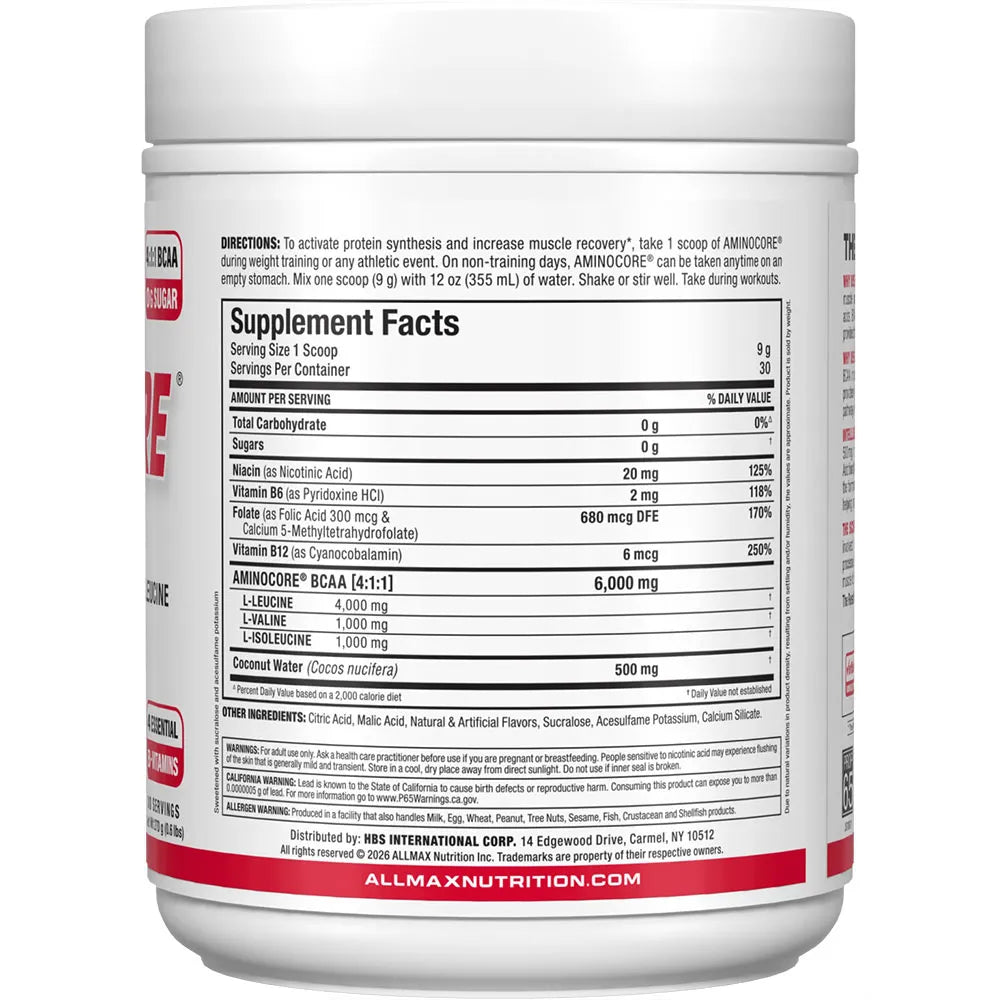 Aminocore white label tub in a white background