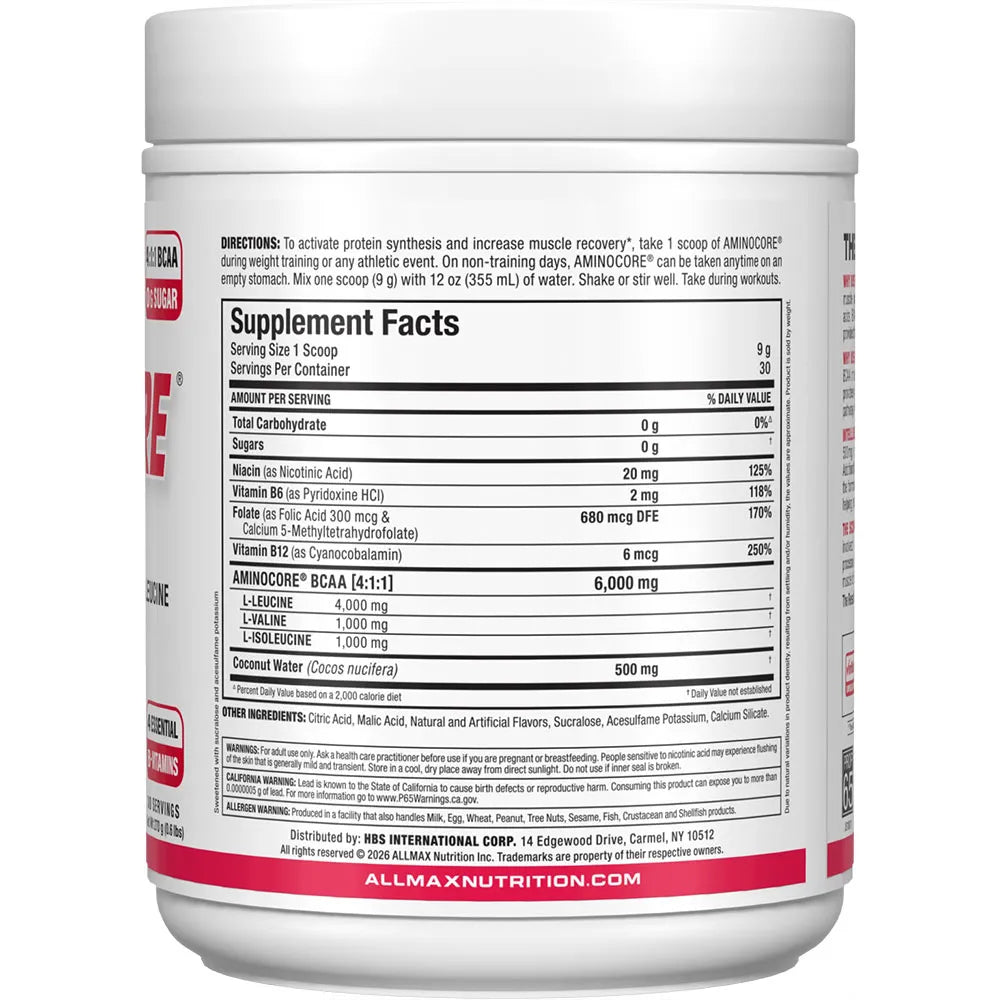 Aminocore white label tub in a white background
