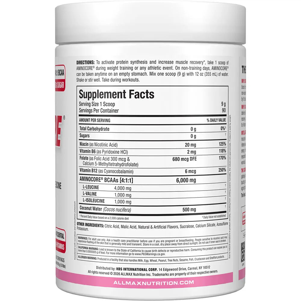 Aminocore white label tub in a white background