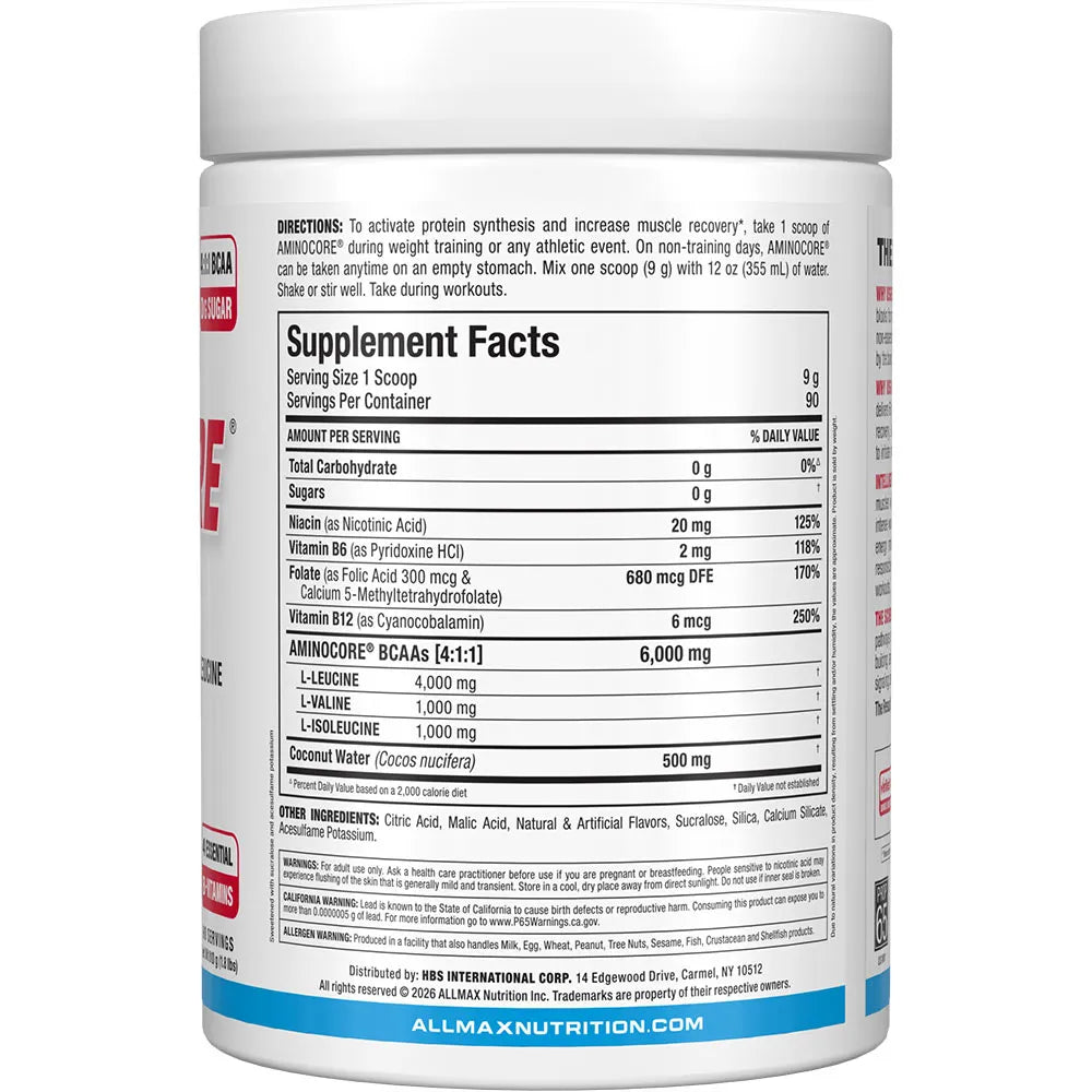 Aminocore white label tub in a white background