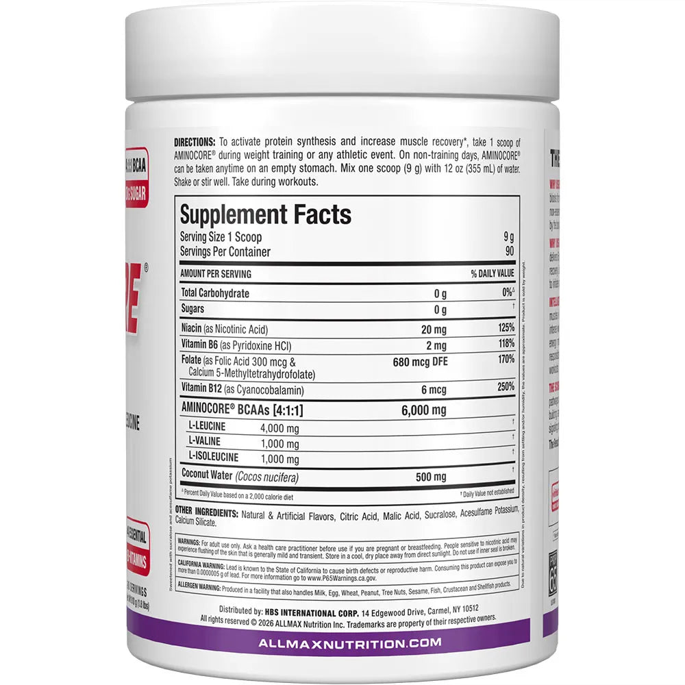 Aminocore white label tub in a white background