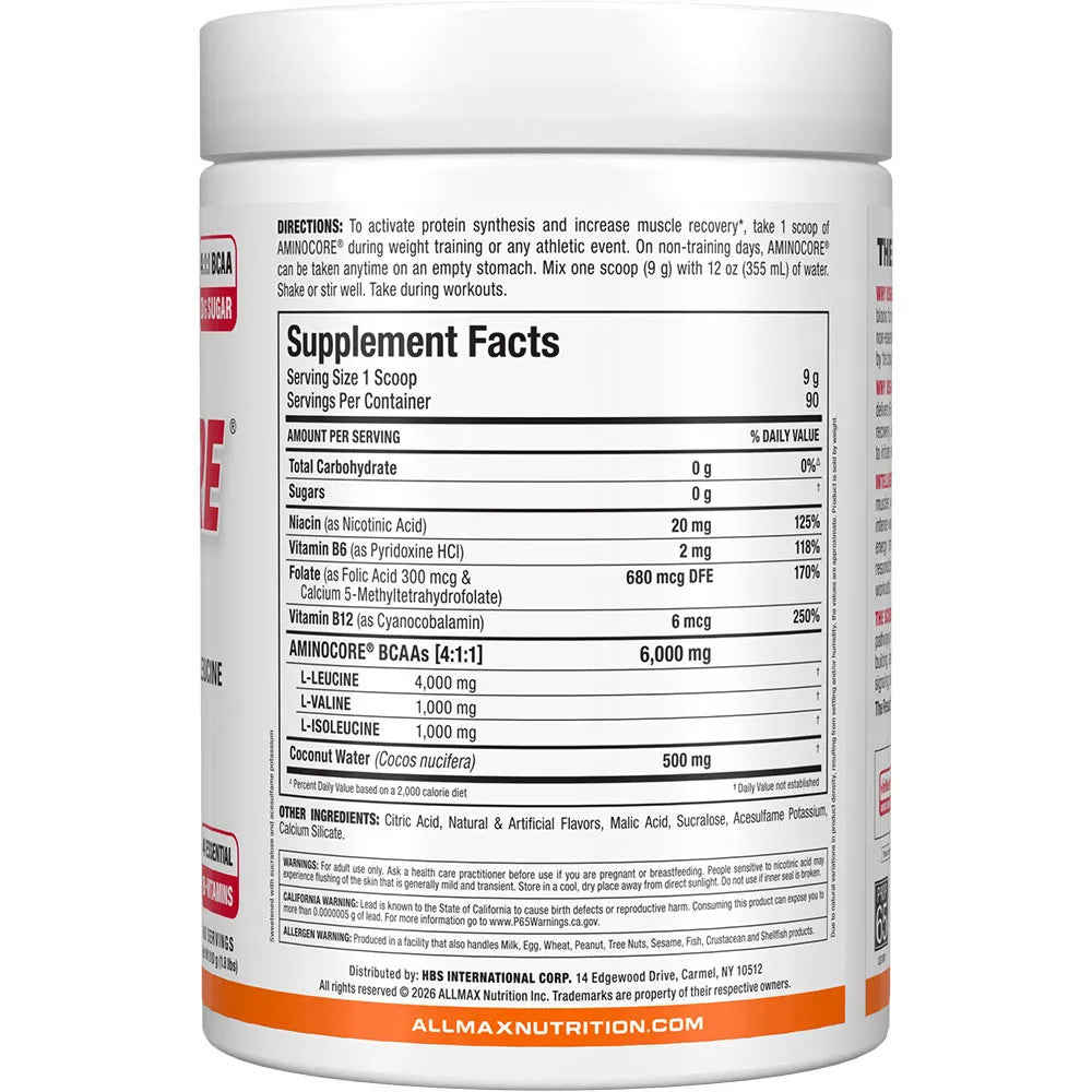 Aminocore white label tub in a white background