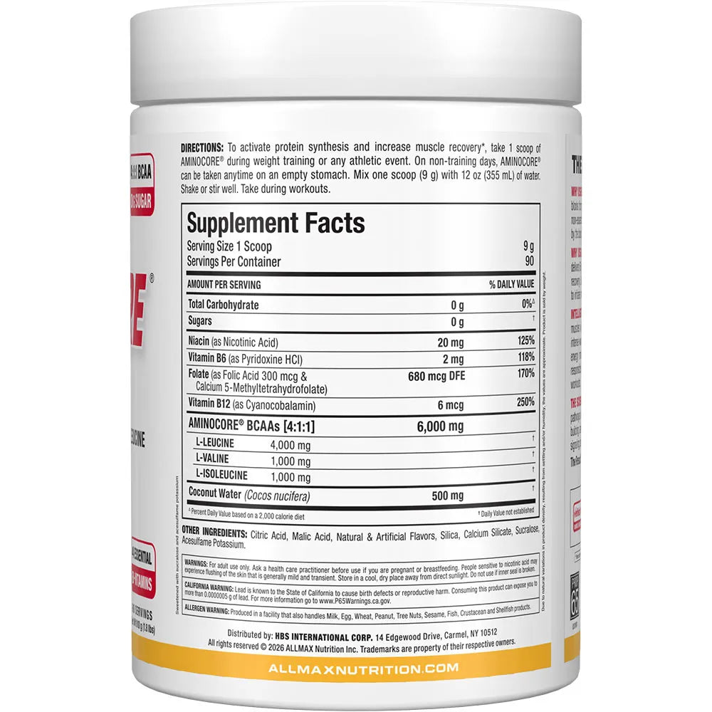 Aminocore white label tub in a white background