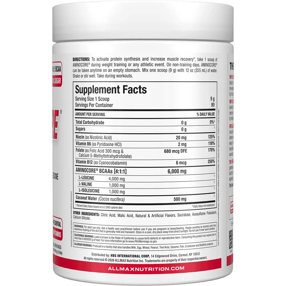 Aminocore white label tub in a white background