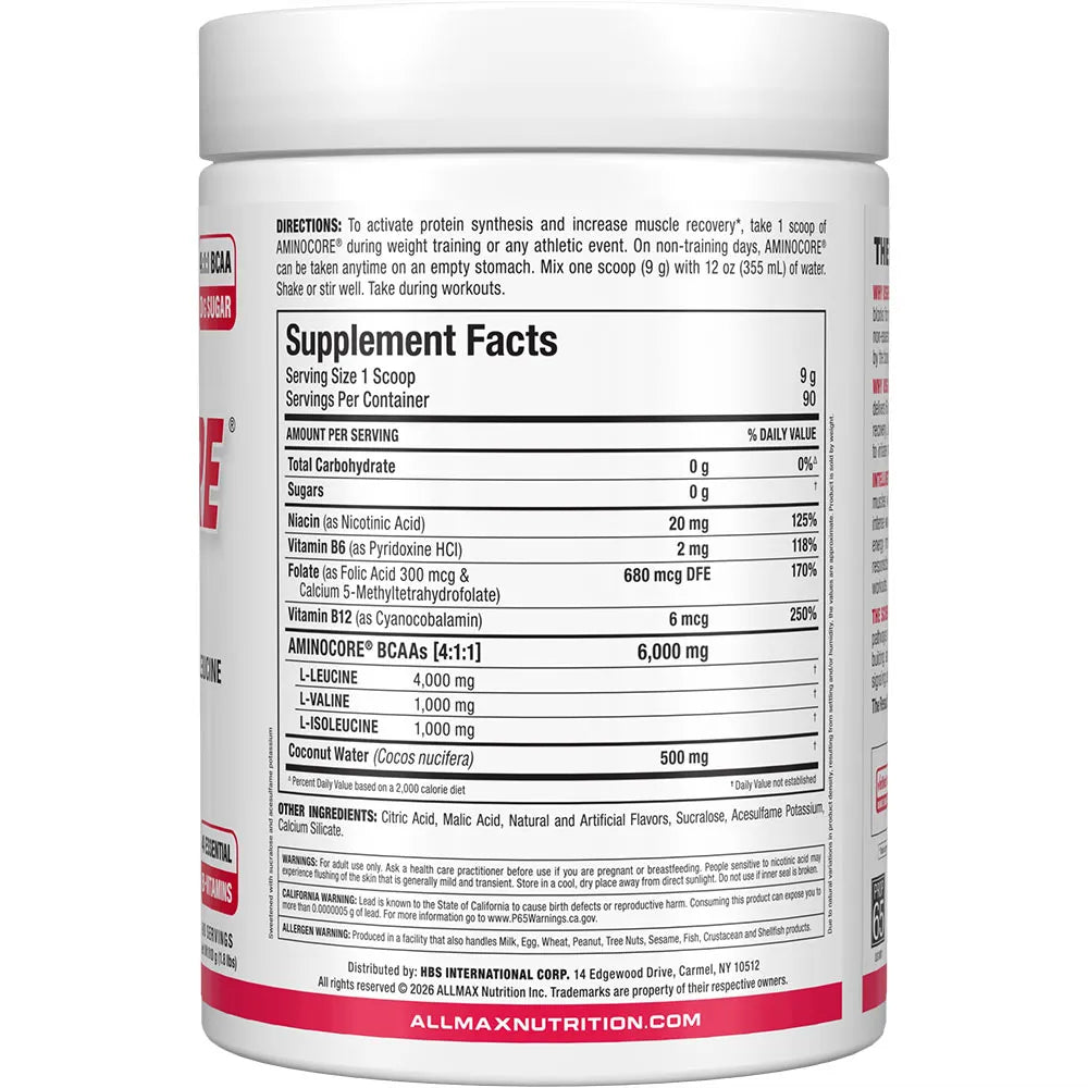 Aminocore white label tub in a white background