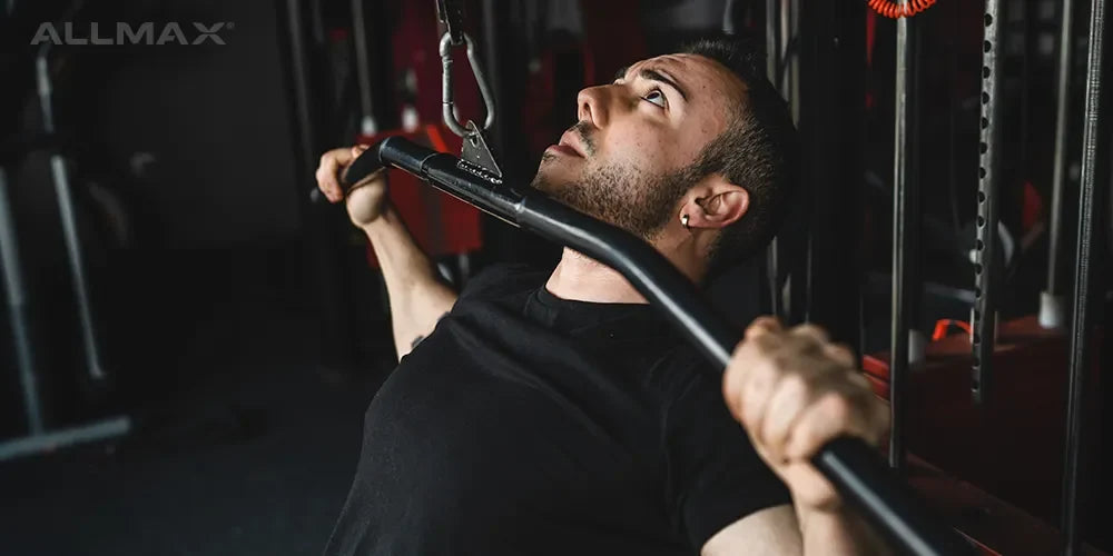 a man doing lat pulldowns 
