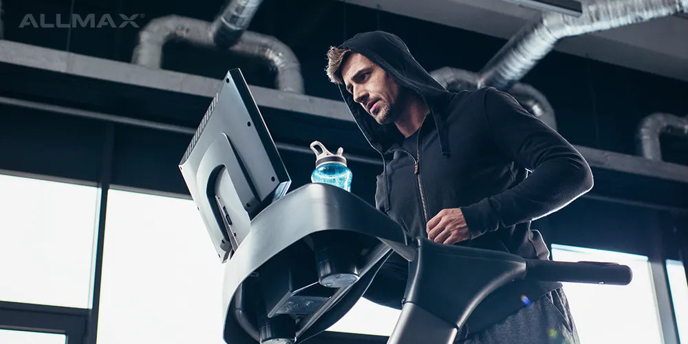 a man walking on a treadmill