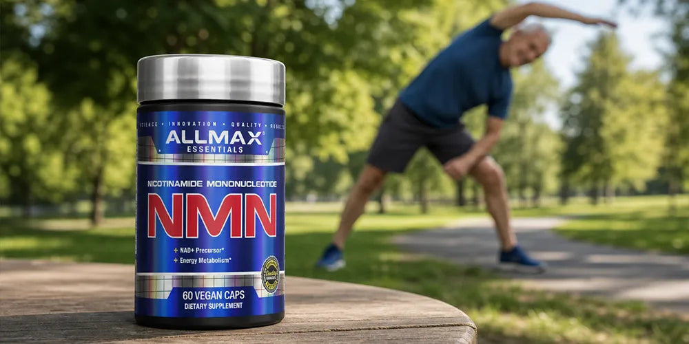 a man stretching behind ALLMAX NMN 