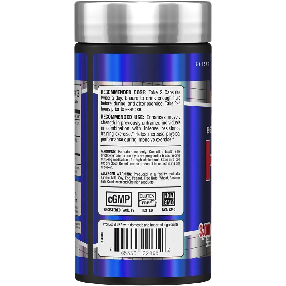 Back Allmax HMB supplement bottle in a white background