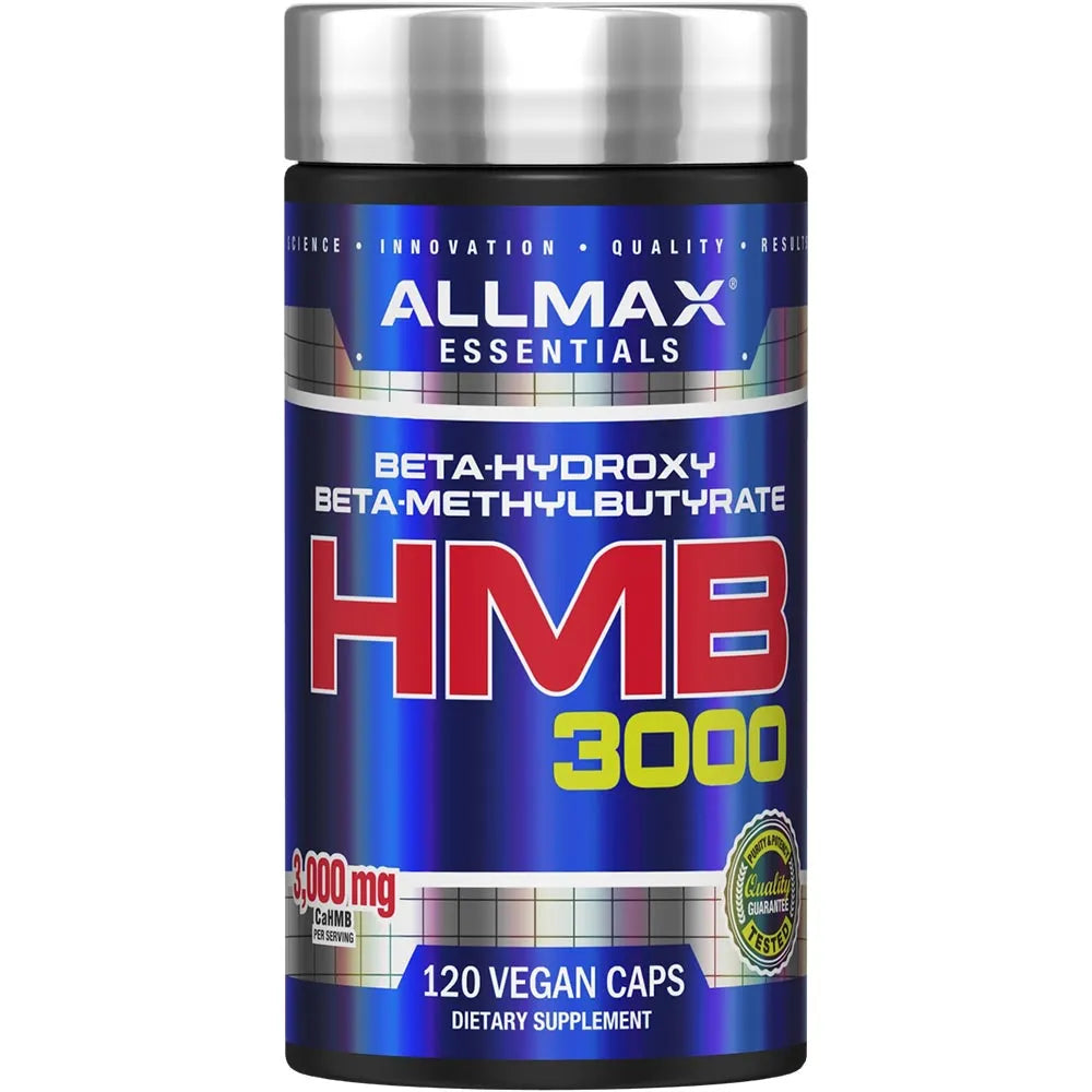 Front Allmax HMB supplement bottle in a white background