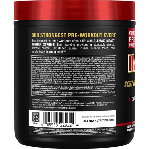 Impact Igniter Xtreme: High Stim Pre Workout - Allmax Nutrition