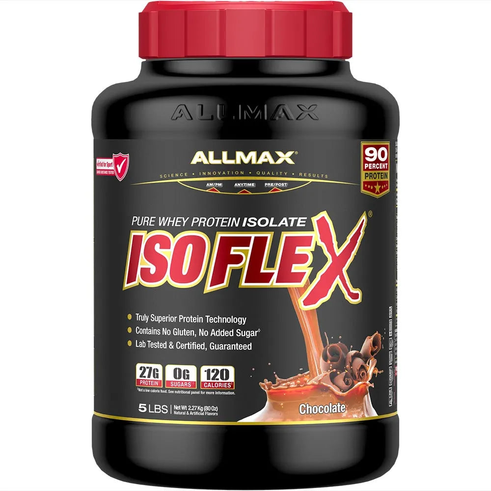 Allmax ISOFLEX protein supplement container on a white background