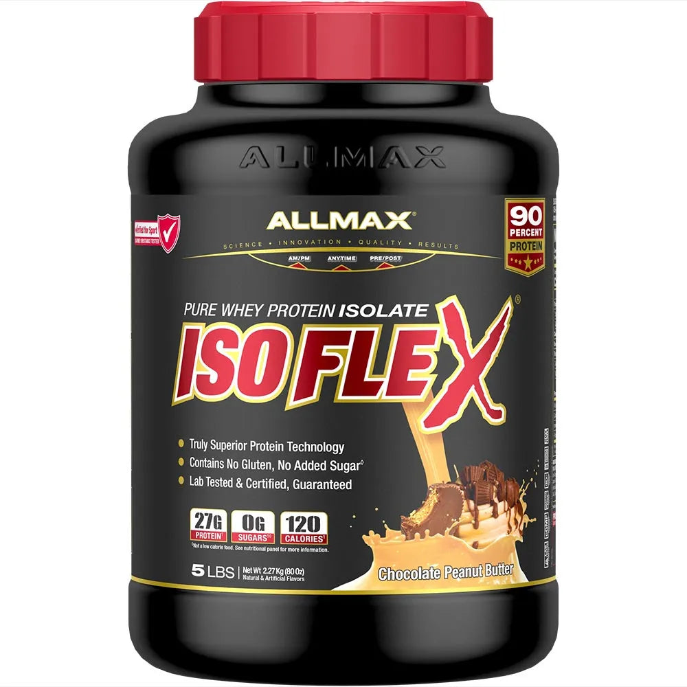 Allmax ISOFLEX protein supplement bottle on a white background