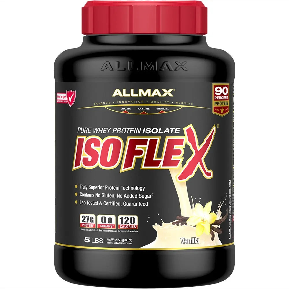 Allmax ISOFLEX protein supplement bottle on a white background
