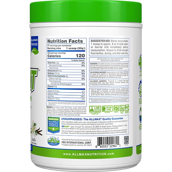 ISOPLANT Plant Protein Isolate - Allmax Nutrition