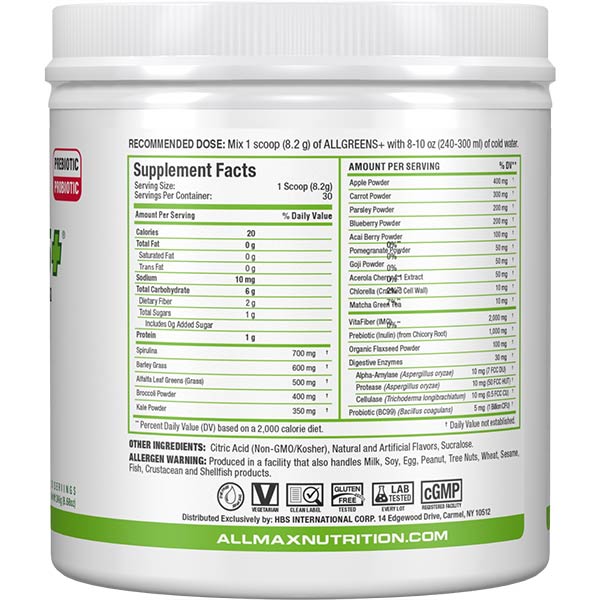 allgreens supplement facts