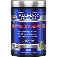 ALLMAX Essentials Beta-Alanine supplement in a 400g tub helps boost muscular endurance and intensity.