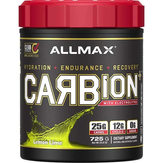Allmax Carbion+ Lemon Lime electrolyte drink for enhanced endurance and rapid recovery during training.