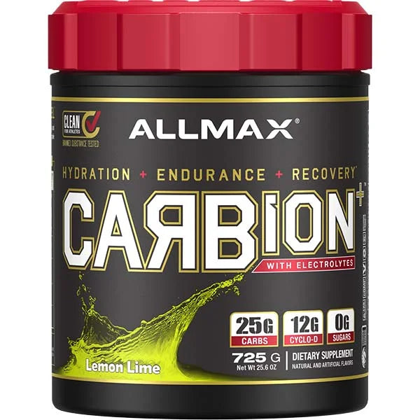 Allmax Carbion+ Lemon Lime electrolyte drink for enhanced endurance and rapid recovery during training.