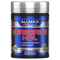 ALLMAX Essentials Berberine HCL capsules for healthy glucose metabolism and metabolic support.