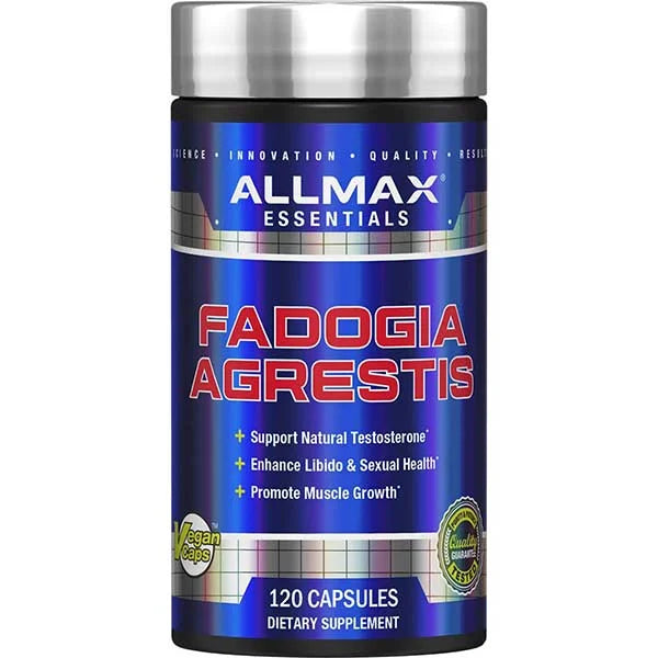ALLMAX Essentials Fadogia Agrestis capsules to support natural testosterone and muscle growth.
