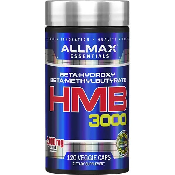 ALLMAX Essentials HMB 3000 dietary supplement capsules for muscle recovery with 3,000 mg of CaHMB.