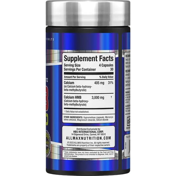 ALLMAX HMB Muscle Shield 100 g right view supplement for muscle preservation and strength recovery.
