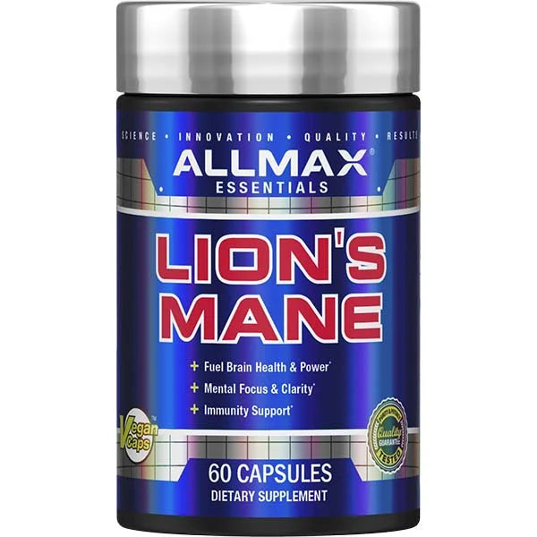 Allmax Lion's Mane Mushroom Extract capsules for enhanced mental clarity and focus.