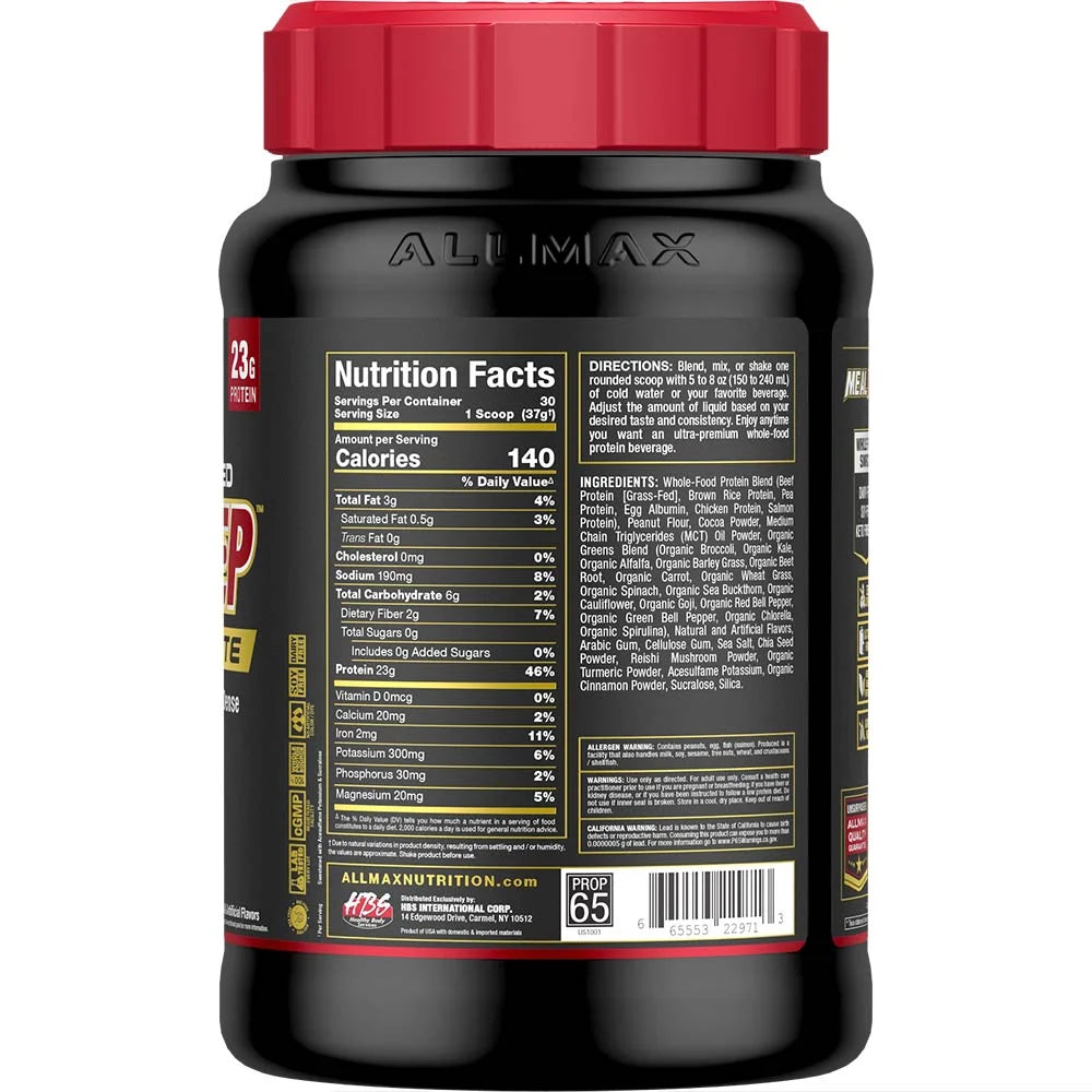 Meal Prep Lite Double Chocolate Fudge right side view showing nutrition facts and clean ingredients.