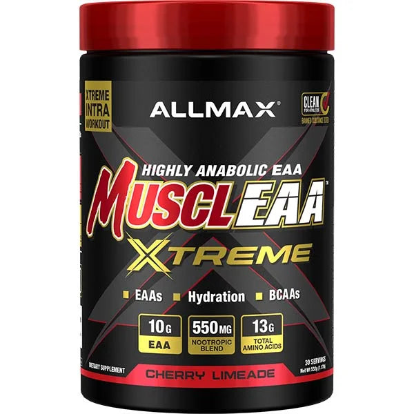ALLMAX MuscleEAA Xtreme in Pina Colada flavour with 10g of EAAs for anabolic muscle support.