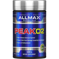 ALLMAX Essentials PeakO2 supplement jar for immune system and antioxidant support.