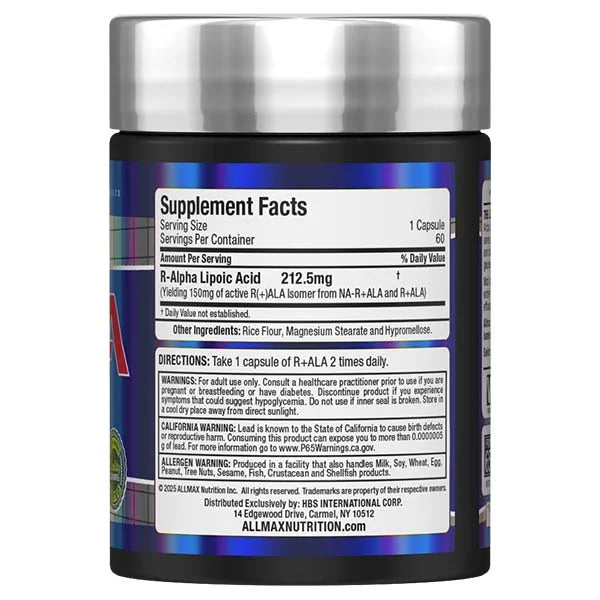 Allmax R+ALA - Premium R-Alpha Lipoic Acid