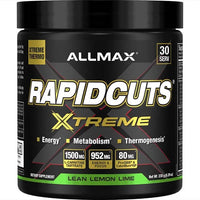 ALLMAX Rapidcuts Xtreme Lean Lemon Lime powder for metabolism support and extreme thermogenesis.