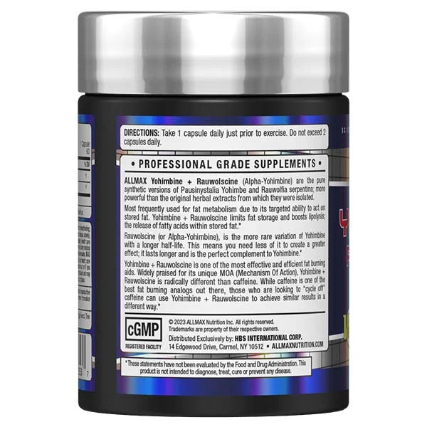 Yohimbine + Rauwolscine left side view highlighting its role in boosting lipolysis and fat metabolism.
