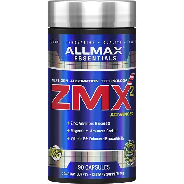 Allmax ZMX2 Advanced capsules with zinc and magnesium to improve sleep quality and muscle recovery.